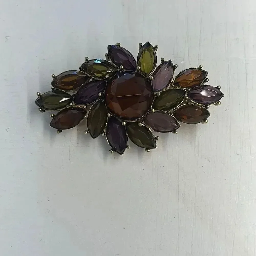 Vintage Monet Multi Color Glass Rhinestone Brooch